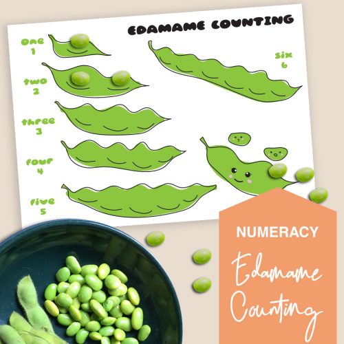 Edamame counting - free printable - learn to count