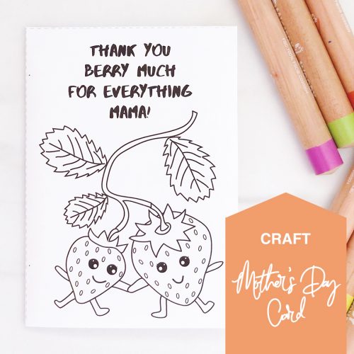 Printable colouring-in mother's day card - funny puns - thank you berry much