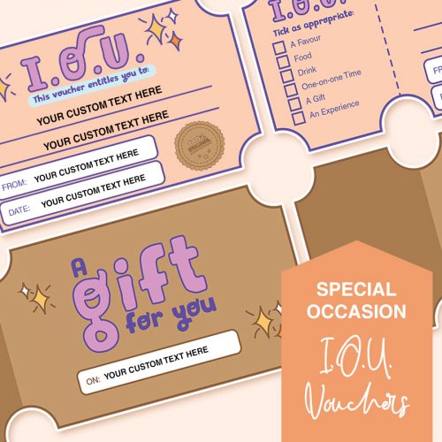 IOU I Owe You voucher coupon template printable and customisable