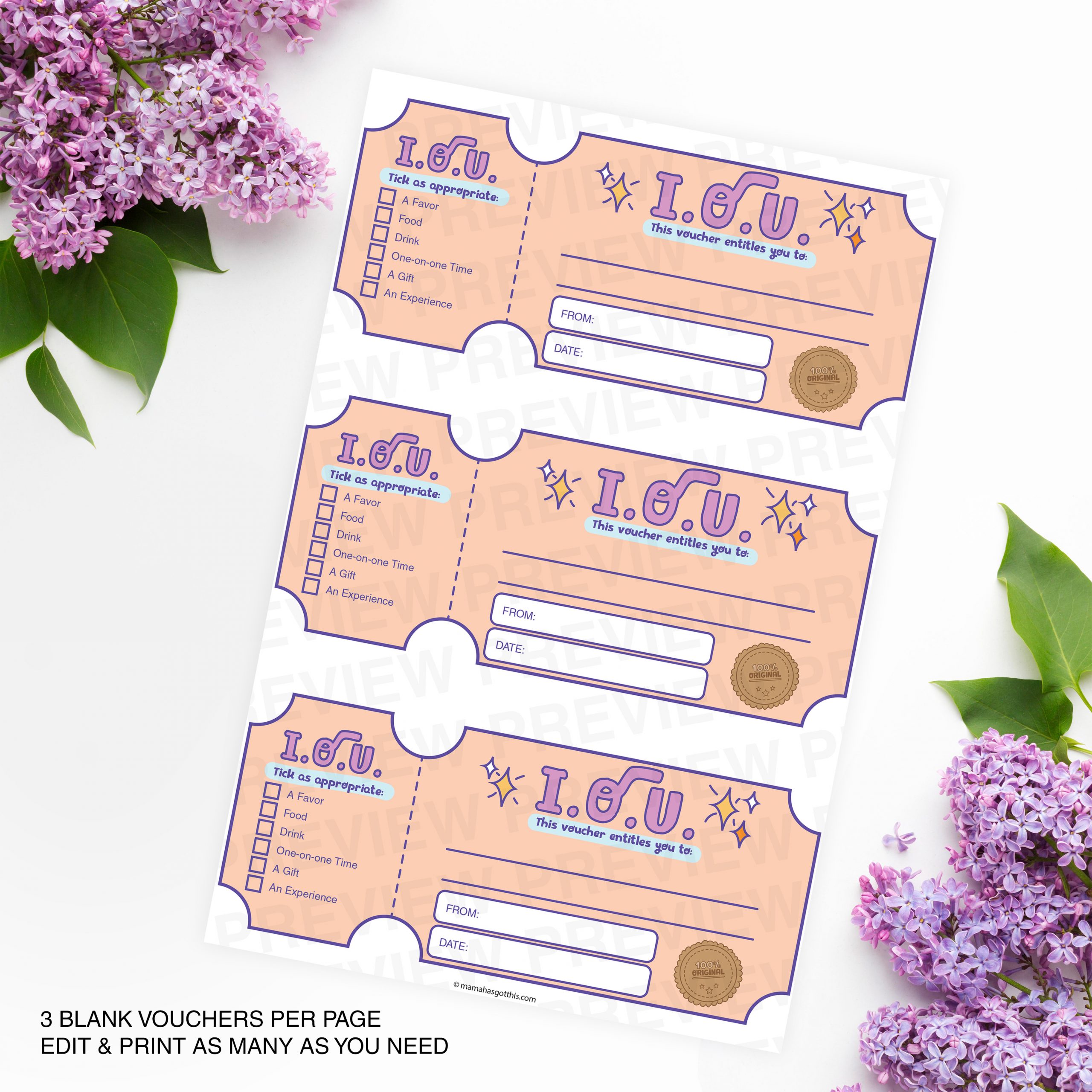 Printable Personalised IOU (I Owe You) Coupon Voucher Templates Within Blank Coupon Template Printable